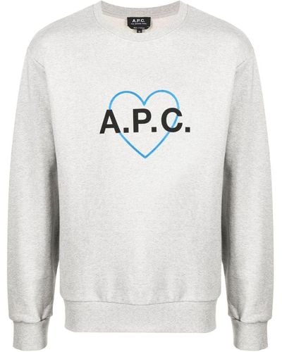 A.P.C. Sweater Met Logoprint - Grijs