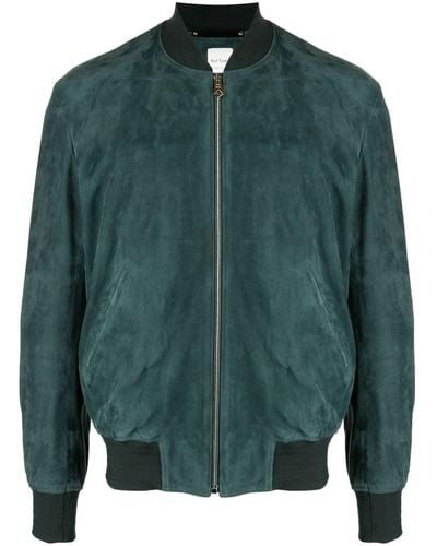 Paul Smith Zip-fastening Leather Bomber Jacket - Green