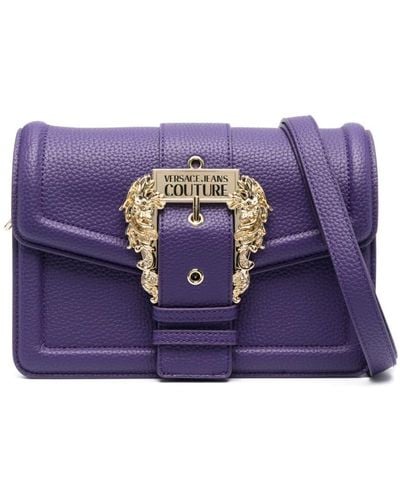 Versace Baroque-buckle Satchel Bag - Purple
