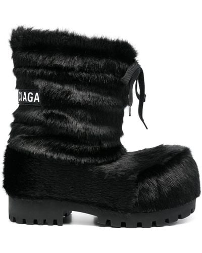 Balenciaga Alaska Faux-Fur Ankle Boots - Black