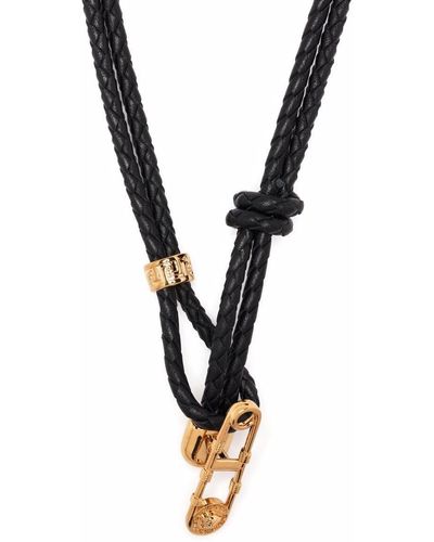 Versace Medusa Safety Pin Necklace - Black