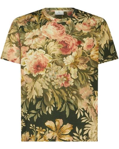Etro Floral-print Cotton T-shirt - Green