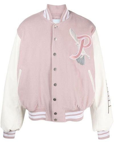 3.PARADIS Logo-embroidered Varsity Jacket - Pink
