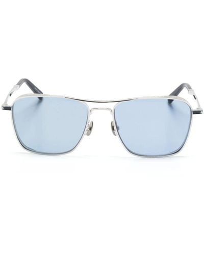 Matsuda Eckige Sonnenbrille mit Gravur - Blau