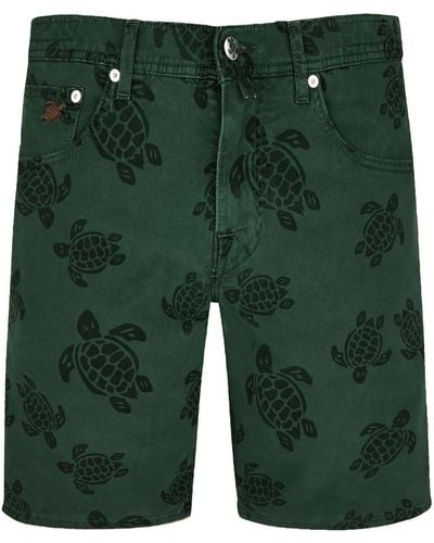 Vilebrequin Logo-print Cotton-blend Shorts - Green