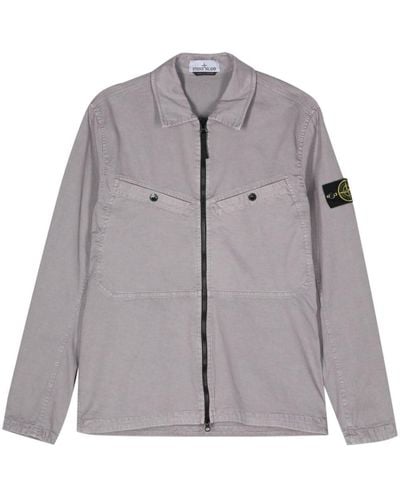 Stone Island Shirtjack Met Applicatie - Grijs