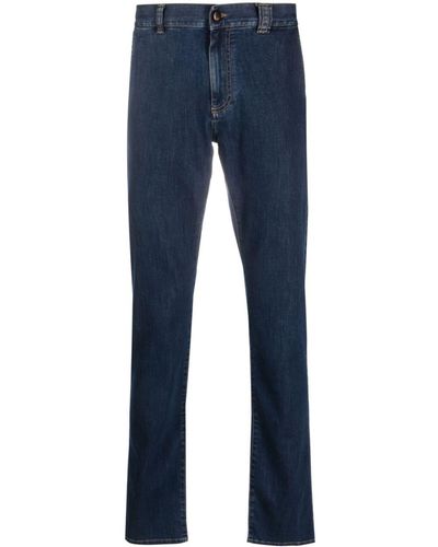 Canali Logo-patch Slim-cut Jeans - Blue