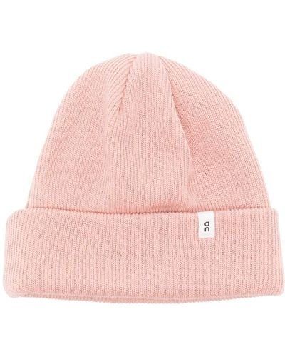 On Shoes Logo-appliqué Wool Beanie - Pink