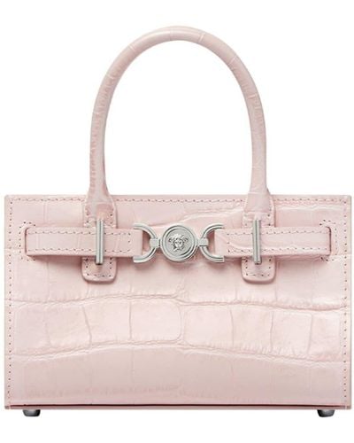 Versace Mini Crocodile-embossed Leather Tote Bag - Pink
