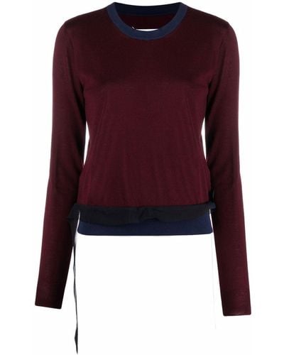 Maison Margiela Two-tone Knitted Sweater - Red
