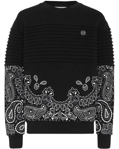 Philipp Plein Paisley-print Cotton Sweatshirt - Black