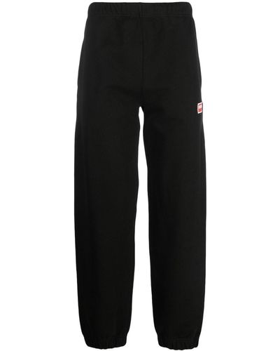 KENZO Logo-embroidered Tapered Track Trousers - Black