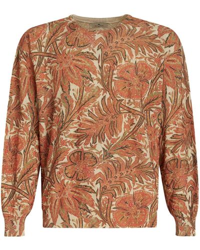 Etro Botanical-print Cotton-blend Sweatshirt - Brown