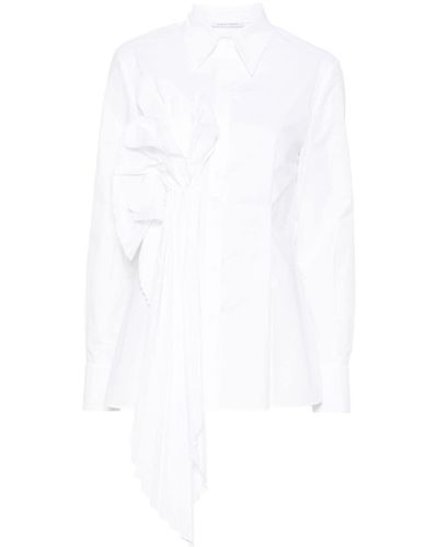 Alberta Ferretti Floral-appliqué Poplin Shirt - White