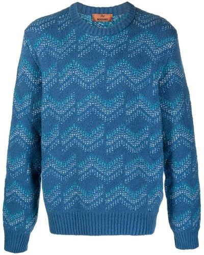 Missoni Patterned-jacquard Textured Sweater - Blue