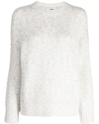 B+ AB Mélange-effect Knitted Sweater - White