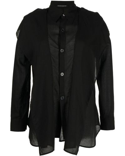 Yohji Yamamoto Asymmetric Long-sleeved Shirt - Black