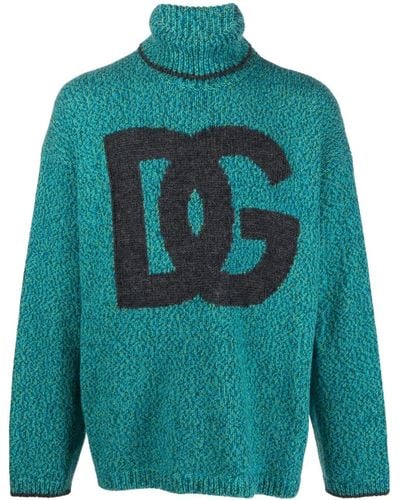 Dolce & Gabbana Pull à logo en intarsia - Vert