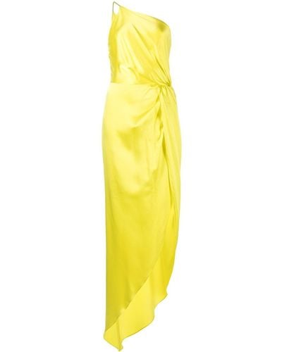Michelle Mason Robe nouée à design à une épaule - Jaune