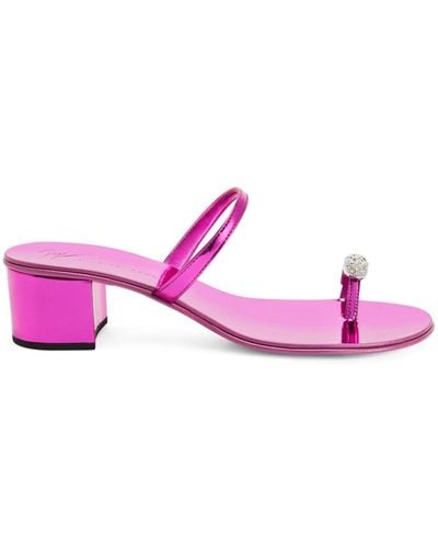 Giuseppe Zanotti Ring 40mm Leather Sandals - Pink