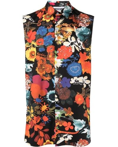 Moschino Mouwloos Overhemd Met Bloemenprint - Zwart