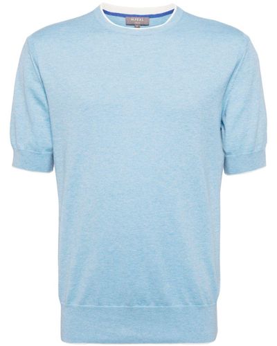 N.Peal Cashmere Fein gestricktes Newquay T-Shirt - Blau