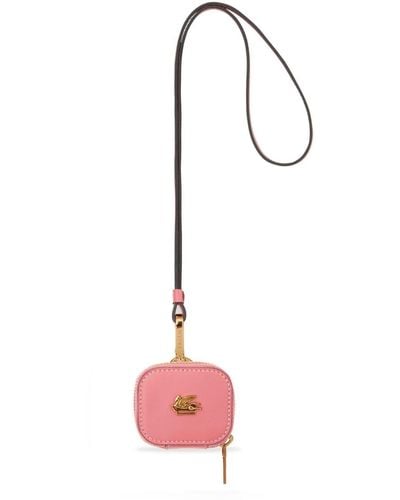 Etro Pegaso Leather Airpods Case - Pink