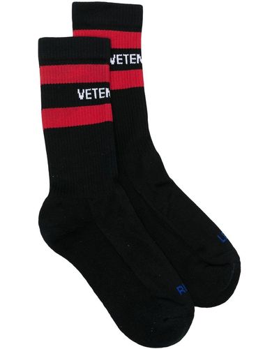 Vetements Stripe-trim Intarsia-knit Socks - Black