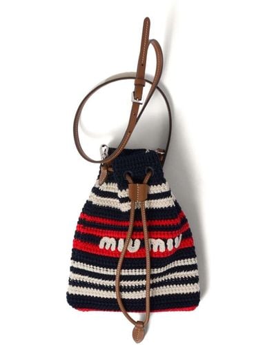 Miu Miu Stripe Crochet Mini-bag - White