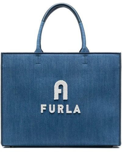 Furla Shopper Met Logo-reliëf - Blauw