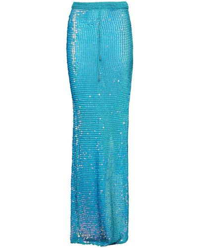 retroféte Bobbi Sequin Straight Skirt - Blue