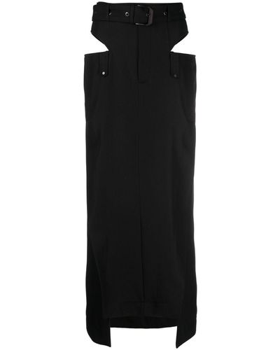 Ssheena Cut-out Belted Maxi Skirt - Black