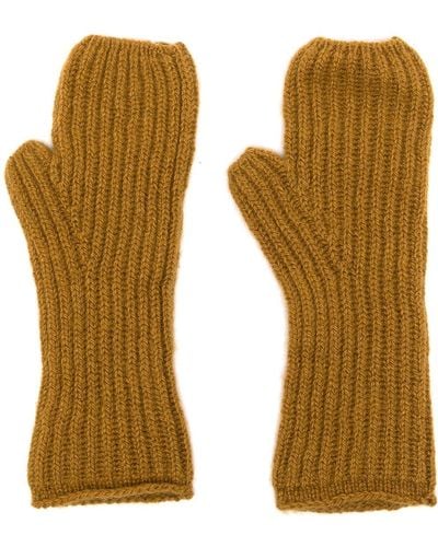 Pringle of Scotland Fisherman's Ribbed Cashmere Gloves - Brown
