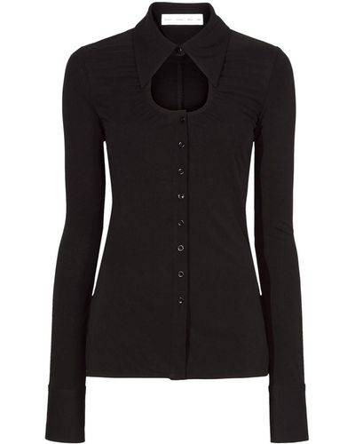 Proenza Schouler Camisa fruncida con aberturas - Negro