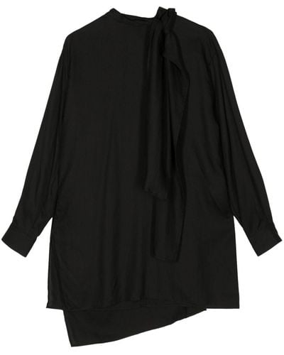 Y's Yohji Yamamoto Asymmetrische Bluse mit Drapierung - Schwarz