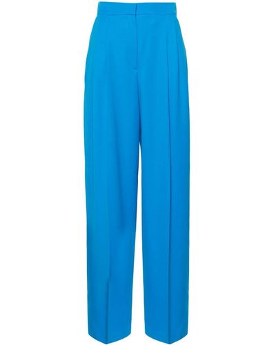Alexander McQueen Pantalon ample à plis - Bleu