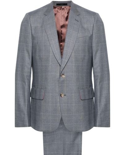 Paul Smith Single-breasted Check Wool Suit - Gray