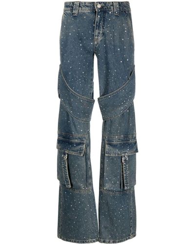 Blumarine X Modes Cargo-Jeans mit Strass - Blau