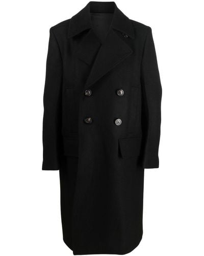Rick Owens Double-breasted Wide-lapel Coat - Black
