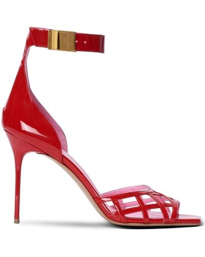 Balmain Uma Patent-leather Sandals - Red