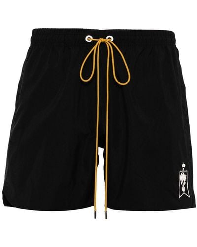 Rhude Logo-embroidered Swim Shorts - Black