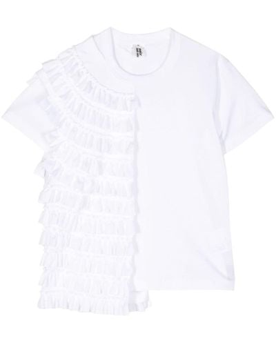 Noir Kei Ninomiya Ruffled-layer Cotton T-shirt - White