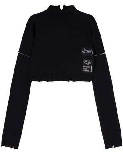 Ambush Logo-appliqué Cropped Wool Sweater - Black