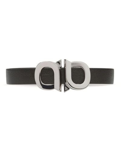 Ferragamo Gancini-buckle Leather Bracelet - White