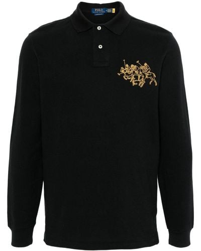 Polo Ralph Lauren Big Pony-Embroidered Polo Shirt - Black