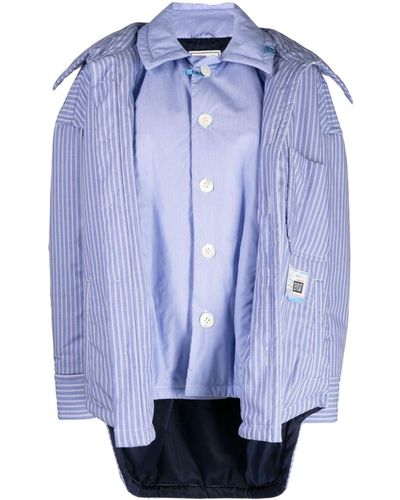 Maison Mihara Yasuhiro レイヤード パデッドシャツジャケット - ブルー