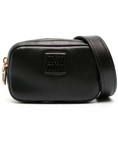 Miu Miu Logo-embossed Leather Belt Bag - Black