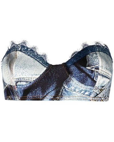 Moschino Jeans Reggiseno con design patchwork - Blu