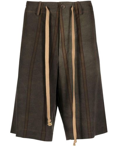 Uma Wang Vertical Stripe-print Bermuda Shorts - Black