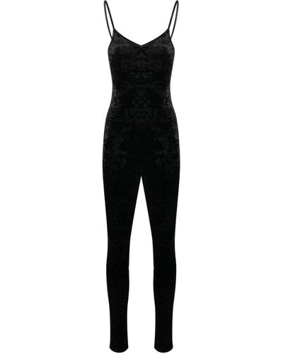 Forte Forte Velvet-effect Spaghetti-strap Jumpsuit - Black